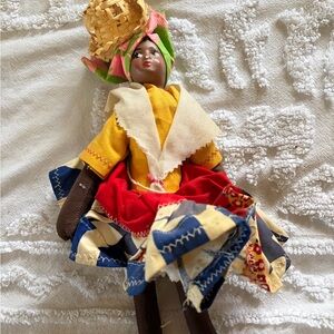 Vintage Panamanian Doll with Patchwork Dress - rare!